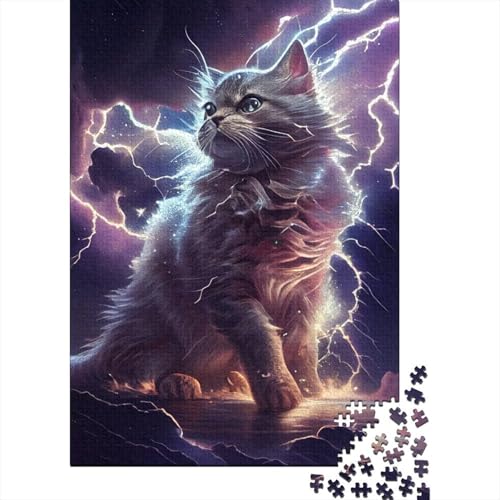 1000-teiliges Puzzle für Erwachsene, Lightning Cosmic Cat, Puzzle für Erwachsene, Holzpuzzle, Lernspiele für Erwachsene und Kinder, Größe: 75 x 50 cm von LiJianXXR