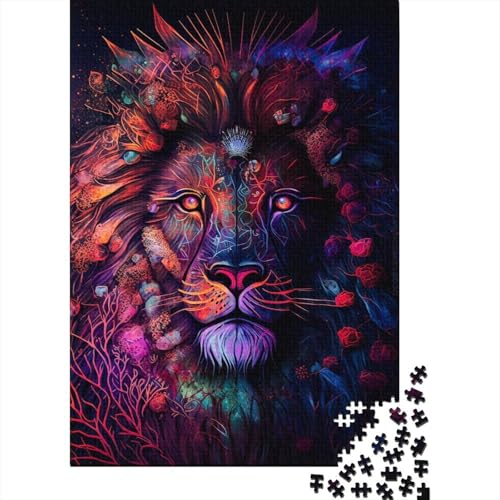 1000-teiliges Puzzle für Erwachsene, Löwenmähne zum Ausmalen, quadratisches Puzzle für Erwachsene und Kinder, Holzbrettpuzzle, Lernpuzzle, Familienspiel, Größe: 75 x 50 cm von LiJianXXR