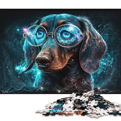 1000-teiliges Puzzle für Erwachsene, Magic Art, Dackel-Puzzle, Holzpuzzle, Lernspielzeug (Größe 75 * 50 cm) von LiJianXXR