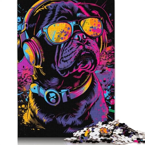 1000-teiliges Puzzle für Erwachsene, Mops-Hunde-Kunst, Puzzle für Erwachsene, Karton-Puzzle, Lernspiel für Erwachsene und Kinder, Größe 38 x 26 cm von LiJianXXR