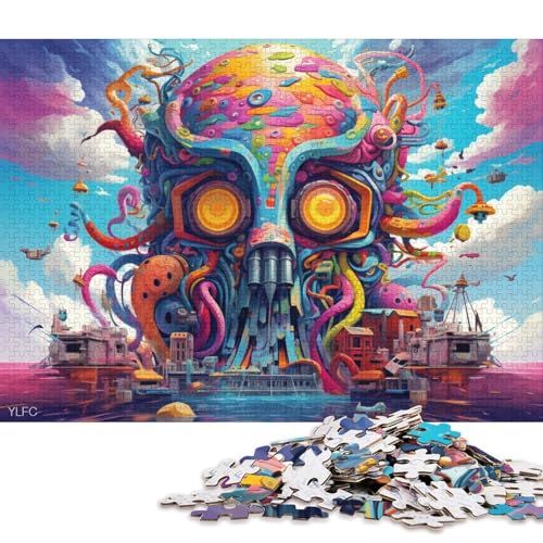 1000-teiliges Puzzle für Erwachsene, Oktopus-Roboter-Tier-Puzzle, Holzpuzzle, Lernspielzeug, Familienspiele 75x50cm/1000 Teile von LiJianXXR