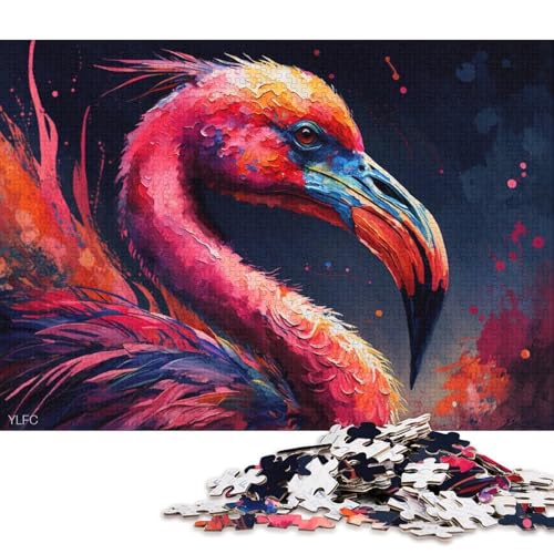 1000-teiliges Puzzle für Erwachsene, Puzzle-Geschenke, Bunte Flamingos, Puzzle für Karton, Puzzle-Heimdekoration, Puzzle-Spielzeug (Größe 38 * 26 cm) von LiJianXXR