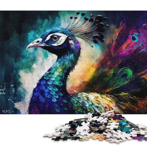 1000-teiliges Puzzle für Erwachsene, Puzzle-Geschenke, Bunte Pfauen-Puzzles für Holzpuzzles, Heimdekoration, Puzzle-Spielzeug (Größe 75 * 50 cm) von LiJianXXR