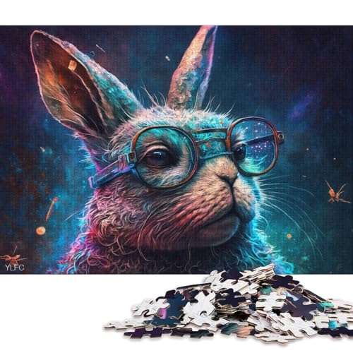 1000-teiliges Puzzle für Erwachsene, Puzzle-Geschenke, Kaninchen mit Brille, Puzzle für Kinder, Holzpuzzle, Heimdekoration, Puzzle-Spielzeug (Größe 75 * 50 cm) von LiJianXXR