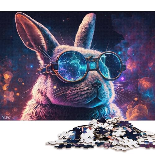 1000-teiliges Puzzle für Erwachsene, Puzzle-Geschenke, Kaninchen mit Brille, Puzzle für Kinder, Kartonpuzzle, Heimdekoration, Puzzle-Spielzeug (Größe 38 * 26 cm) von LiJianXXR