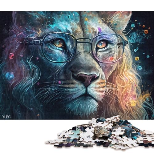 1000-teiliges Puzzle für Erwachsene, Puzzle-Geschenke, Löwin mit Brille, Puzzle für Holzpuzzle, Heimdekoration, Puzzle-Spielzeug (Größe 75 * 50 cm) von LiJianXXR