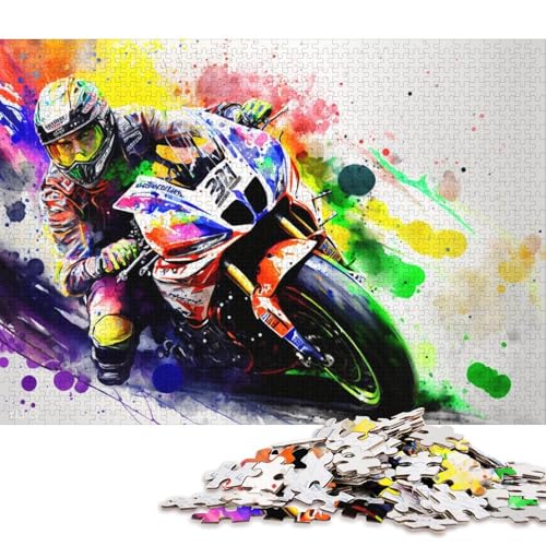 1000-teiliges Puzzle für Erwachsene, Puzzle-Geschenke, Motorradrennfahrer-Puzzle für Kinder, Kartonpuzzle, Heimdekoration, Puzzle-Spielzeug (Größe 38 * 26 cm) von LiJianXXR