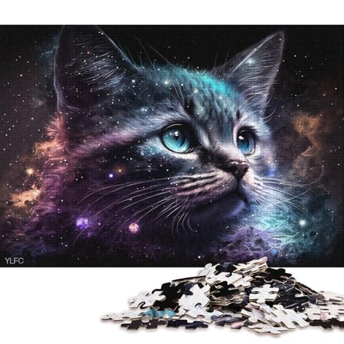 1000-teiliges Puzzle für Erwachsene, Puzzle-Geschenke, kosmisches Tierkätzchen-Puzzle für Karton, Puzzle-Spielzeug zur Heimdekoration (Größe 38 * 26 cm) von LiJianXXR