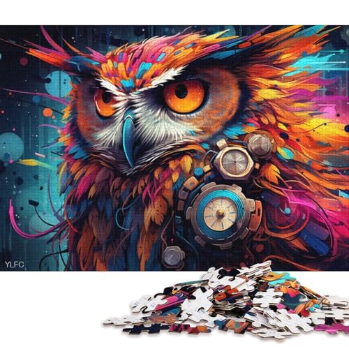 1000-teiliges Puzzle für Erwachsene, Roboter-Eule, Vogel-Puzzle für Erwachsene, Holzpuzzle, Lernspiel, Herausforderungsspielzeug 75x50cm/1000 Stück von LiJianXXR