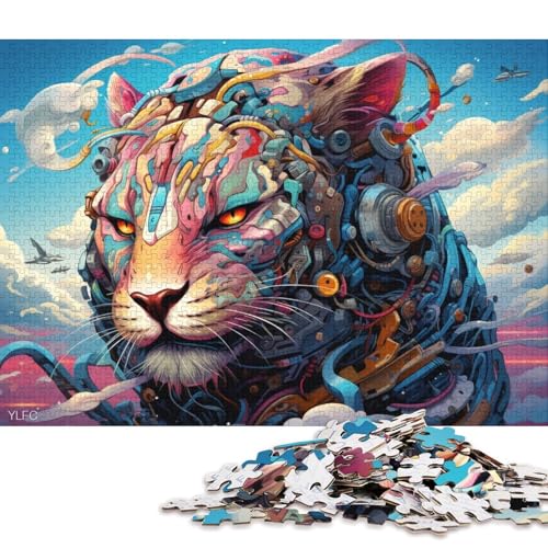 1000-teiliges Puzzle für Erwachsene, Roboter-Leoparden-Kunst, Puzzle für Erwachsene, Holzpuzzle, Lernspiele für Erwachsene und Kinder 75x50cm/1000 Teile von LiJianXXR