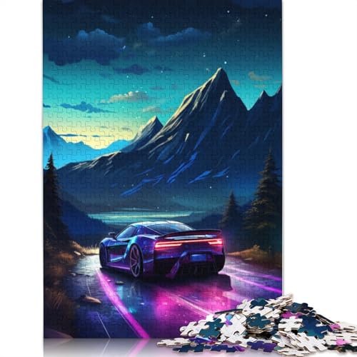 1000-teiliges Puzzle für Erwachsene, Sportwagen unter dem Nachthimmel, Puzzle für Erwachsene, Kartonpuzzle, Lernspiel, Herausforderungsspielzeug, Größe 38 x 26 cm von LiJianXXR