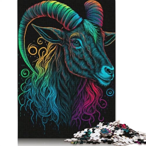 1000-teiliges Puzzle für Erwachsene, Tierziege, Puzzle für Erwachsene, Kartonpuzzle, Lernspiel, Herausforderungsspielzeug, Größe 38 x 26 cm von LiJianXXR