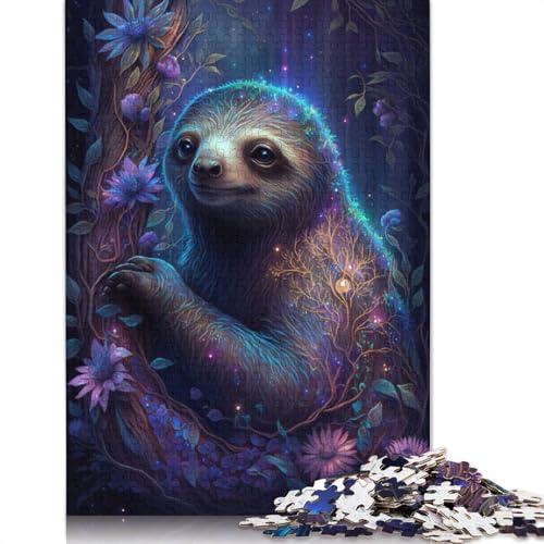 1000-teiliges Puzzle für Erwachsene, Traum-Faultier-Blumen-Puzzle für Erwachsene, Kartonpuzzle, Lernspiel, Größe: 38 x 26 cm von LiJianXXR