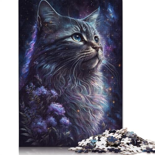 1000-teiliges Puzzle für Erwachsene, Weltraumkatzen-Puzzle für Erwachsene, Holzpuzzle, dekomprimierendes geistiges Lernspielzeug (Größe 75 x 50 cm) von LiJianXXR