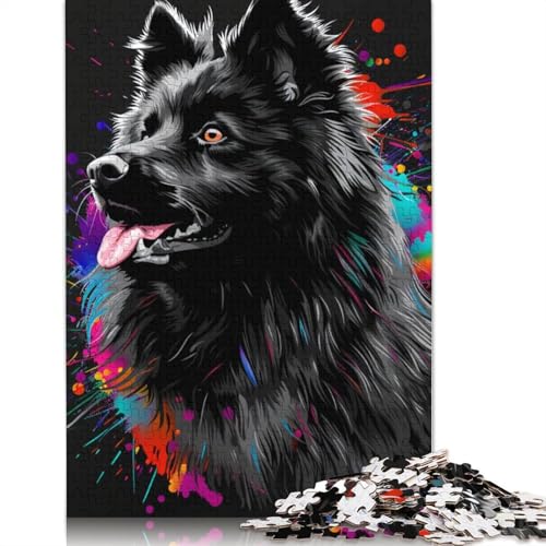 1000-teiliges Puzzle für Erwachsene, Wolfsspitz-Kunstpuzzle, Kartonpuzzle für Erwachsene, lustige Puzzlespiele, Größe 38 x 26 cm von LiJianXXR