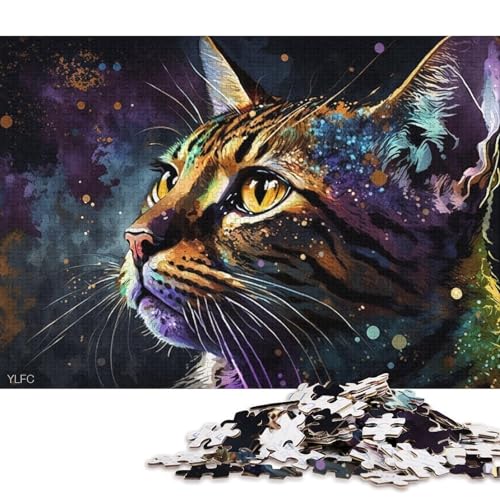 1000-teiliges Puzzle für Erwachsene, buntes Bengalkatzen-Puzzle für Erwachsene, Kartonpuzzle, gutes Geschenk für Erwachsene und Kinder (Größe 38 * 26 cm) von LiJianXXR