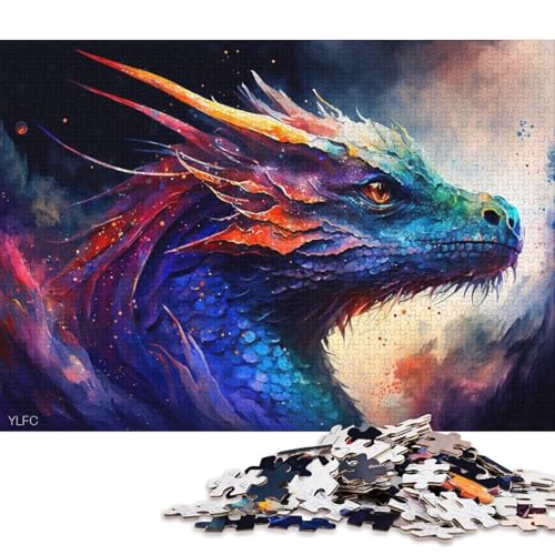 1000-teiliges Puzzle für Erwachsene, buntes Drachenpuzzle für Erwachsene, Kartonpuzzle, gutes Geschenk für Erwachsene und Kinder (Größe 38 * 26 cm) von LiJianXXR