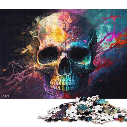 1000-teiliges Puzzle für Erwachsene, buntes Totenkopf-Puzzle für Erwachsene, Holzpuzzle, anspruchsvolles Spiel (Größe 75 * 50 cm) von LiJianXXR