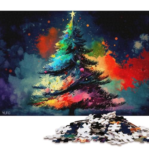 1000-teiliges Puzzle für Erwachsene, buntes Weihnachtsbaum-Puzzle für Erwachsene, Kartonpuzzle, tolles Geschenk für Erwachsene (Größe 38 * 26 cm) von LiJianXXR