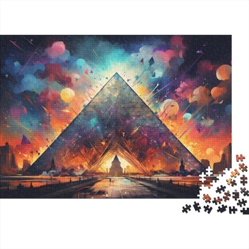 1000-teiliges Puzzle für Erwachsene, farbenfrohe psychedelische Illustration eines Louvre, Puzzle für Erwachsene und Kinder, Holzpuzzle, Heimdekoration, Puzzle, 50 x 75 cm von LiJianXXR