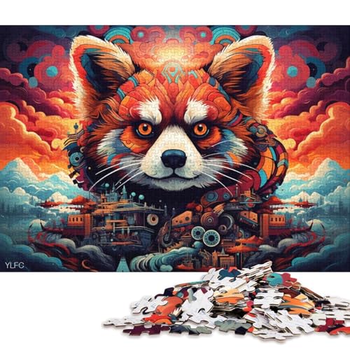 1000-teiliges Puzzle für Erwachsene, farbenfroher Roboter, Roter Panda, Puzzle für Erwachsene, Holzpuzzle, anspruchsvolles Spiel 75x50cm/1000 Teile von LiJianXXR