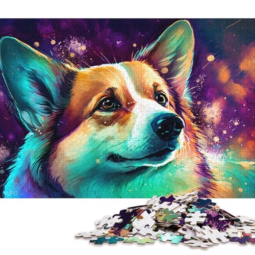 1000-teiliges Puzzle für Erwachsene, farbenfrohes Corgi-Puzzle, Kartonpuzzle, Lernspielzeug (Größe 38 * 26 cm) von LiJianXXR