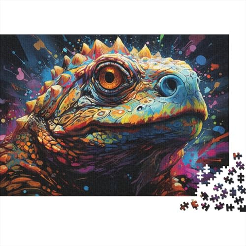 1000-teiliges Puzzle für Erwachsene, farbenfrohes Fantasie-Eidechsen-Kunst-Puzzle für Erwachsene und Kinder, Holzpuzzle, Heimdekoration, Puzzle, 50 x 75 cm von LiJianXXR