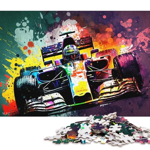 1000-teiliges Puzzle für Erwachsene, farbenfrohes Rennauto-Puzzle, Holzpuzzle, Lernspielzeug (Größe 75 * 50 cm) von LiJianXXR