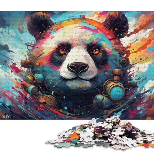 1000-teiliges Puzzle für Erwachsene, farbenfrohes Roboter-Panda-Puzzle für Erwachsene, Holzpuzzle, tolles Geschenk für Erwachsene 75x50cm/1000 Teile von LiJianXXR