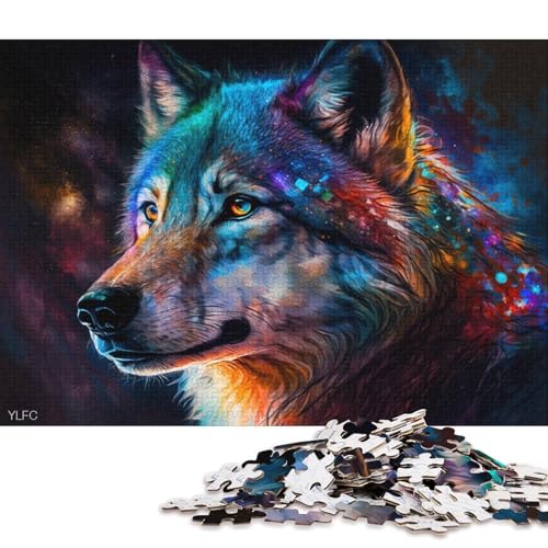 1000-teiliges Puzzle für Erwachsene, farbenfrohes Wolfs-Puzzle, Karton-Puzzle, Lernspielzeug (Größe 38 * 26 cm) von LiJianXXR