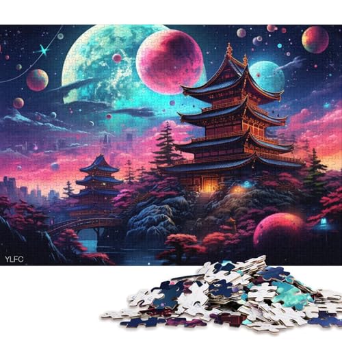 1000-teiliges Puzzle für Erwachsene, japanische Tempelkunst, Puzzles für Erwachsene, Holzpuzzle, Familienpuzzlespiel 75x50cm/1000 Teile von LiJianXXR