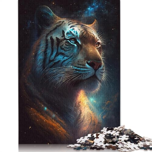 1000-teiliges Puzzle für Erwachsene, kosmisches Tier-Tiger-Puzzle für Erwachsene, Holzpuzzle, Erwachsene und Kinder, Größe: 75 x 50 cm von LiJianXXR