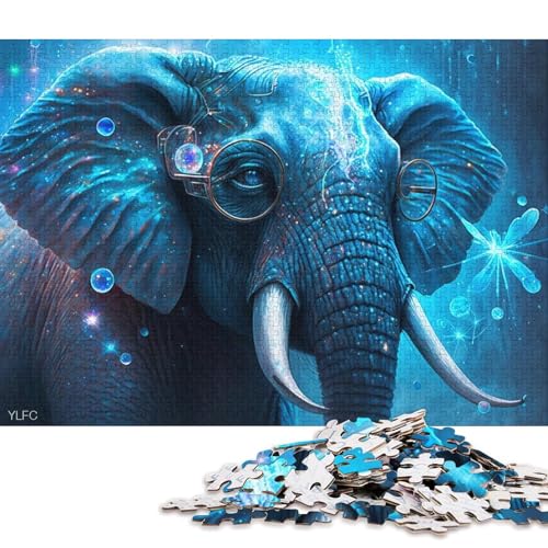 1000-teiliges Puzzle für Erwachsene, magische Kunst, Elefanten-Puzzle, Holzpuzzle, Lernspielzeug (Größe 75 * 50 cm) von LiJianXXR