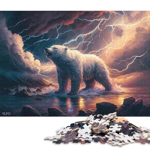 1000-teiliges Puzzle mit Tierkunst, Eisbär-Puzzle für Erwachsene und Kinder, Holzpuzzle, Spielzeug, Denkspiel 75x50cm/1000 Teile von LiJianXXR