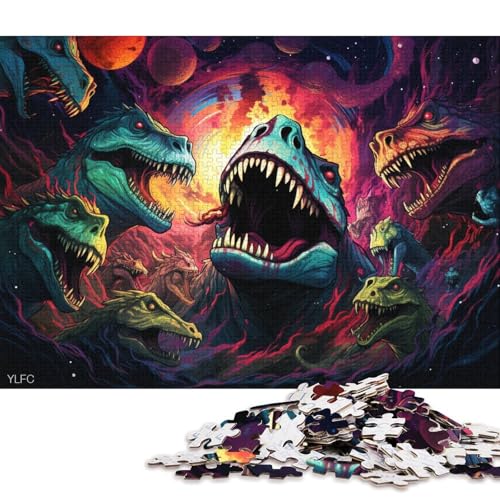 1000-teiliges Puzzlespiel, Kunst-Dinosaurier-Puzzles für Erwachsene, Holzpuzzles, Lernspiele, Heimdekorationspuzzle 75x50cm/1000 Stück von LiJianXXR