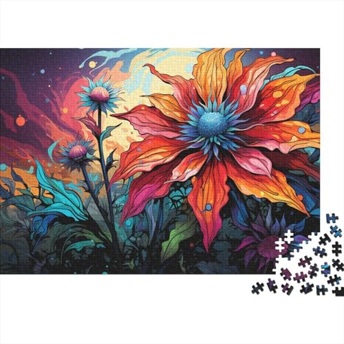 1000-teiliges Puzzlespiel Fantasie Bunte Blumen Puzzles für Kinder Holzpuzzle Weihnachtspuzzle Geschenke 50x75cm von LiJianXXR