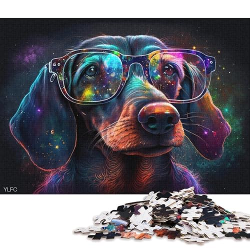 1000-teiliges Puzzlespiel Galaxie-Dackel mit Brille, Puzzle aus Karton, Lernspiele, Heimdekorationspuzzle. (Größe 38 * 26 cm) von LiJianXXR