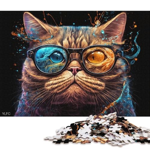 1000-teiliges Puzzlespiel Garfield-Katze mit Brille, Puzzle für Erwachsene, Holzpuzzle, Lernspiel, Herausforderungsspielzeug (Größe 75 * 50 cm) von LiJianXXR