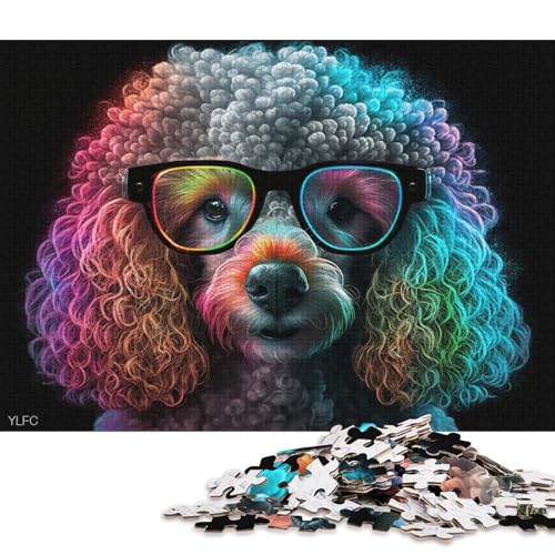 1000-teiliges Puzzlespiel Pudel mit Brille, Puzzle für Erwachsene, Puzzle aus Pappe, Puzzle, praktisches Spiel (Größe 38 * 26 cm) von LiJianXXR