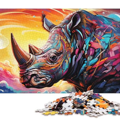 1000-teiliges Puzzlespiel Roboter-Nashorn-Puzzle für Erwachsene, Holzpuzzle, Lernspiele, Heimdekorationspuzzle 75x50cm/1000 Stück von LiJianXXR