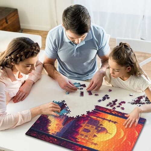 1000-teiliges Puzzlespiel Sonnenuntergang über der Stadt mit Bäumen, Puzzle für Karton, Familienaktivität, Größe 38 x 26 cm von LiJianXXR