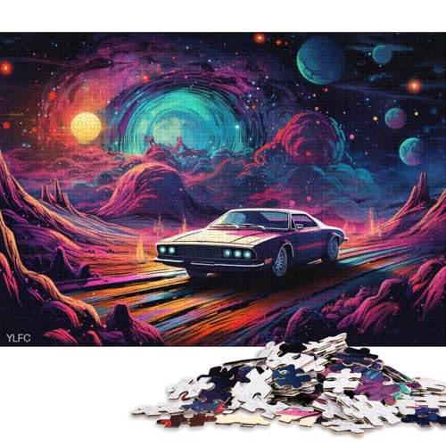 1000-teiliges Puzzlespiel Sportwagen im Weltraum, Puzzles für Erwachsene, Holzpuzzles, Lernspiele, Heimdekorationspuzzle 75x50cm/1000 Stück von LiJianXXR