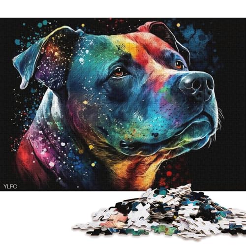 1000-teiliges Puzzlespiel Staffordshire Bull Terrier, Puzzle aus Karton, Lernspiele, Heimdekorationspuzzle. (Größe 38 * 26 cm) von LiJianXXR