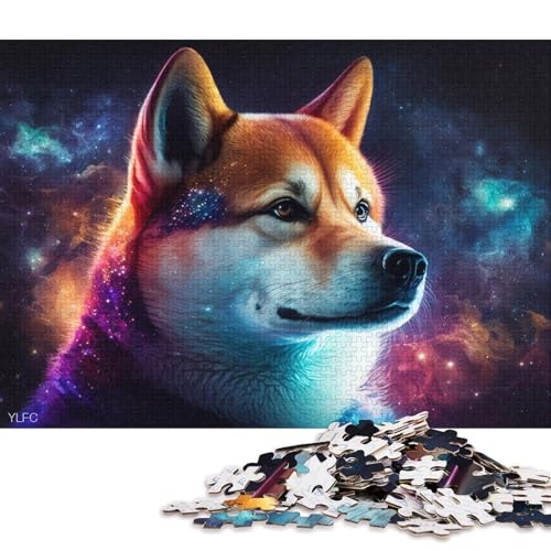 1000-teiliges Puzzlespiel Tier-Shiba-Inu-Universum, Holzpuzzle, Lernspiele, Heimdekorationspuzzle. (Größe 75 * 50 cm) von LiJianXXR