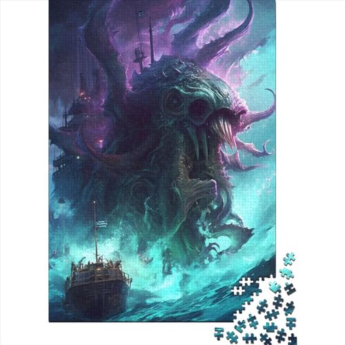 Holzpuzzle Oktopus-Monster für Erwachsene, Puzzle für Erwachsene, 1000 Teile, Puzzle für Erwachsene (Größe 75x50 cm) von LiJianXXR