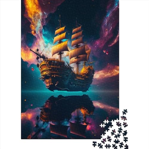 Holzpuzzle Piratenschiff für Erwachsene Teenager. Lustiges Puzzle für Erwachsene, 1000 Teile, zum Zeitvertreib zu Hause (Größe 75x50 cm) von LiJianXXR