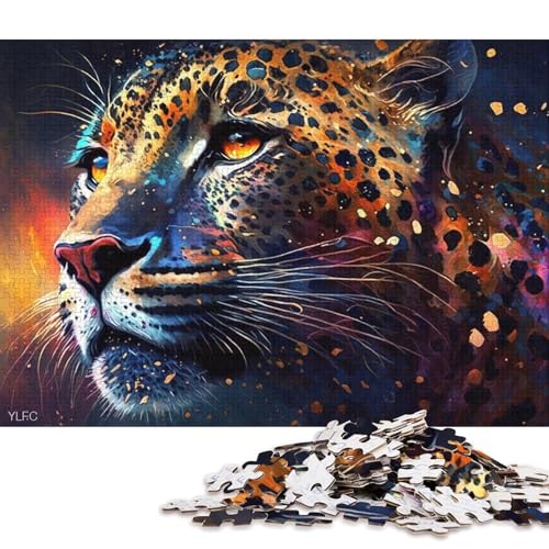 Holzpuzzle mit 1000 Teilen, buntes Leoparden-Puzzle für Erwachsene, Holzpuzzle für die ganze Familie (Größe 75 * 50 cm) von LiJianXXR