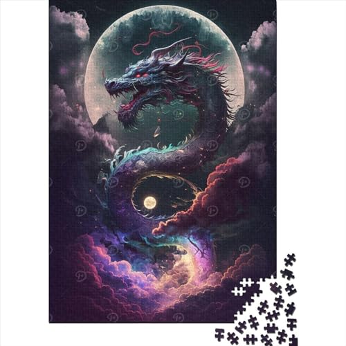 Japanischer Drache, Holzpuzzle, Puzzle für Erwachsene und Teenager, lustige Puzzles für Erwachsene, 1000-teiliges Spielzeug, Denkspiel (Größe 75x50 cm) von LiJianXXR