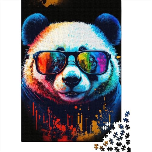 Jigsaw Puzzles Art Neon Panda 1000-teiliges Puzzle aus Holz für Erwachsene und Kinder ab 12 Jahren. Anspruchsvolles Spiel (Größe 75 x 50 cm) von LiJianXXR