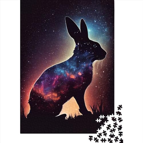 Kaninchen-Galaxie-Holzpuzzle, Puzzle für Erwachsene und Teenager, lustige Puzzles für Erwachsene, 1000-teiliges Spielzeug, Denkspiel (Größe 75x50 cm) von LiJianXXR